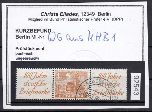 Berlin 1949, Mich.-Nr.: W 06 gestempelt   geprüft