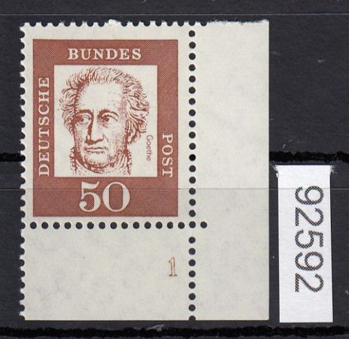 Bund 1961, Mich.-Nr.: 356 y ** FN 1 Eckrand