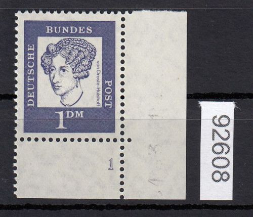 Bund 1961, Mich.-Nr.: 361 y ** FN 1 Eckrand
