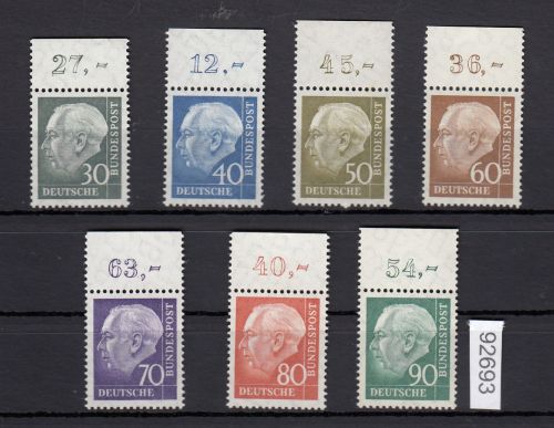 Bund 1957, Mich.-Nr.: 259-65 w ** Oberrand   glattes gummi