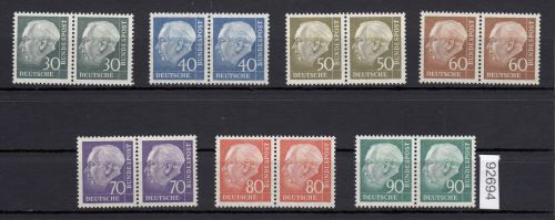 Bund 1957, Mich.-Nr.: 259-65 w ** Paarglattes gummi