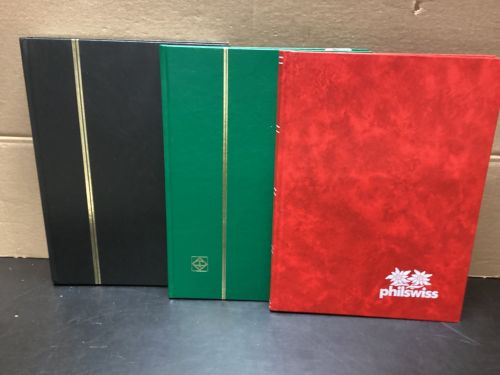 Briefmarkenalbum Einsteckalben  3 Stück  32+16+16 Seiten schwarz   gebraucht