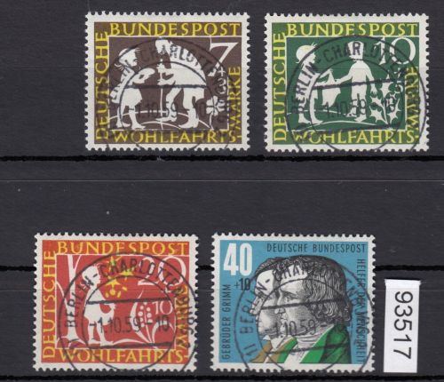 Bund 1959, Mich.-Nr.: 322-25 LUXUS Gest.+gummi  Ersttag  Berlin-Charlottenburg