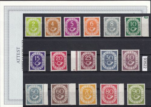 Bund 1951, Mich.-Nr.: 123-138 ** geprüft LUXUS ATTEST