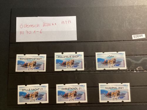 Österreich 2021, Mich.-Nr.: ATM Mi 70.1- 6 Wertstufe 275 C**