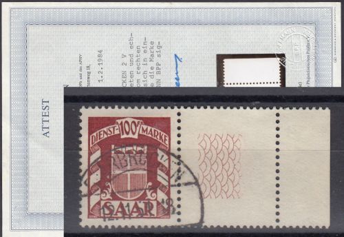 Saarland  1949 Mi. Nr. 44 gestempelt (Dienstmarken)   geprüft   Befund