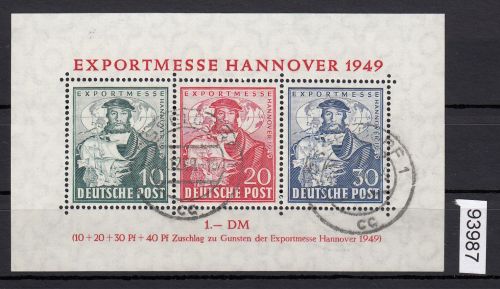 Bizone 1949 Mi. Nr. 103-05 Block 1 gestempelt   geprüft