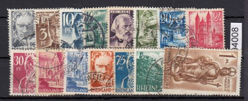 Alliierte Franz. Zone Rheinland Pfalz Mi. Nr.  1-15 gestempelt