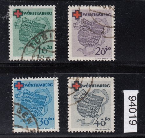 Alliierte Franz. Zone Württemberg Mi. Nr. 40-43 A gestempelt  geprüft