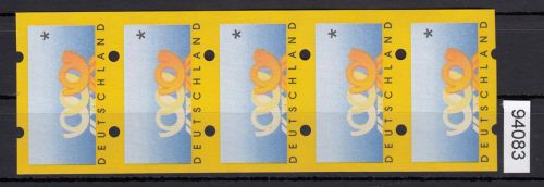 Bund 1999, Mich.-Nr.: ATM 3 **  ohne Eindruck 5er.-Streifen