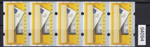 Bund 2002, Mich.-Nr.: ATM 5 **  ohne Eindruck 5er.-Streifen