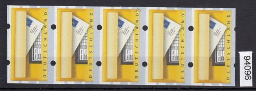 Bund 2002, Mich.-Nr.: ATM 5 **  ohne Eindruck 5er.-Streifen