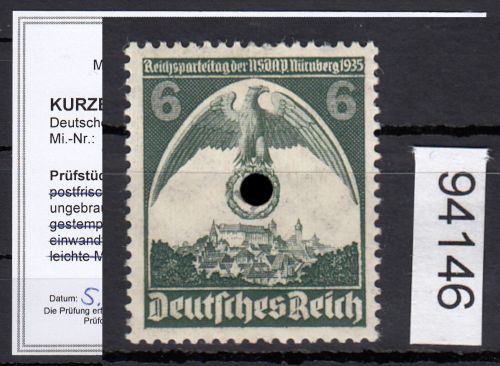 DR 1935, Mich.-Nr.: 586 Y * geprüft  Befund