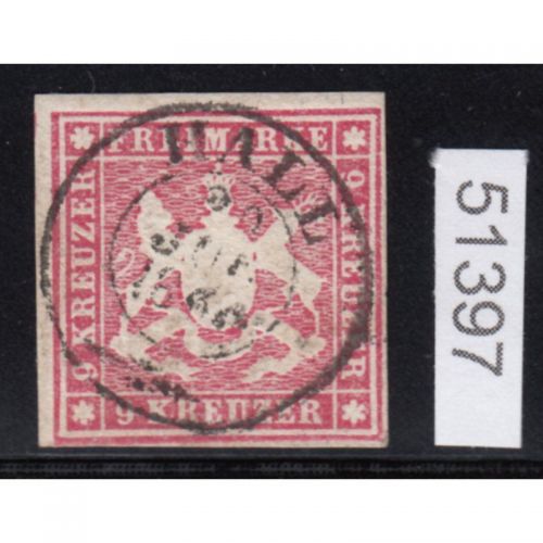 AD Württemberg 1859, Mich.-Nr.: 14 a gestempelt  geprüft