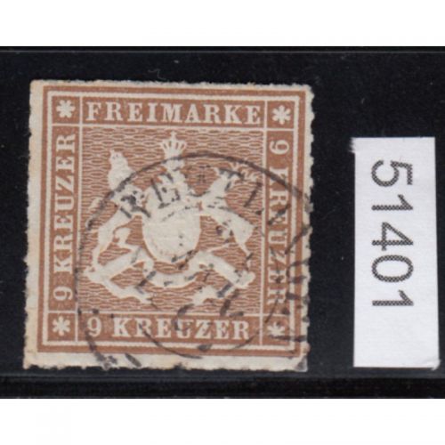 AD Württemberg 1865, Mich.-Nr.: 33 a gestempelt geprüft