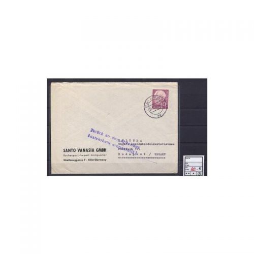 Bund 1954, Mich.-Nr.: 188 Heuss 40 pf. nach Budapest Postverkehr eingestellt