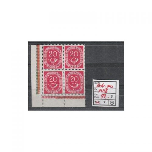 Bund 1951, Mich.-Nr.:  130 ** Eckr.-4er aus MHB