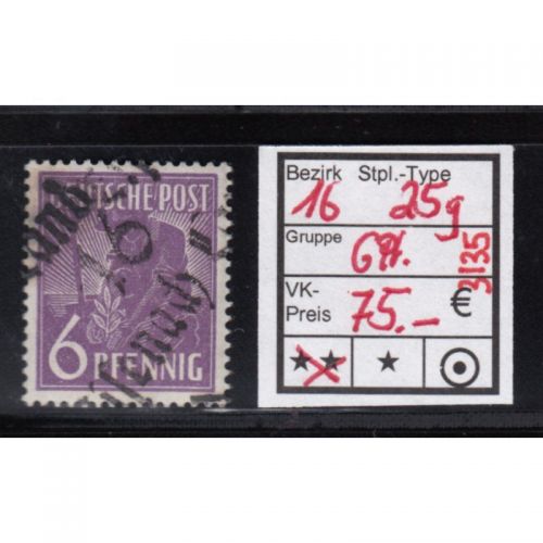 Bezirk 16 nr. 025g Eisenach Land 6 Pf **  Gruppe 7