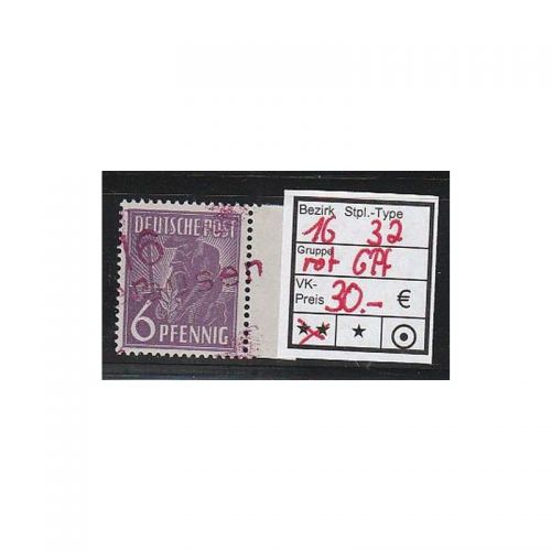Bezirk 16 nr. 032 Ershausen 6 Pf ** roter Aufdruck