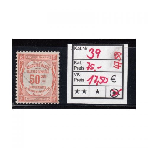 Frankreich Porto 1909 : Mi.-Nr.: P 39 gest.