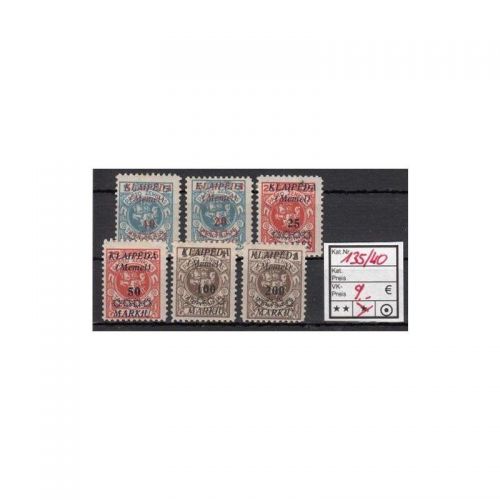 Memel 1923 Mi. Nr. 135-40 *