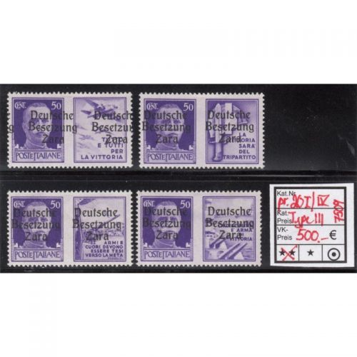Zara, Mi.-Nr. 20 I-IV ** geprüft/Befund   TYPE III  Michel 1600,00