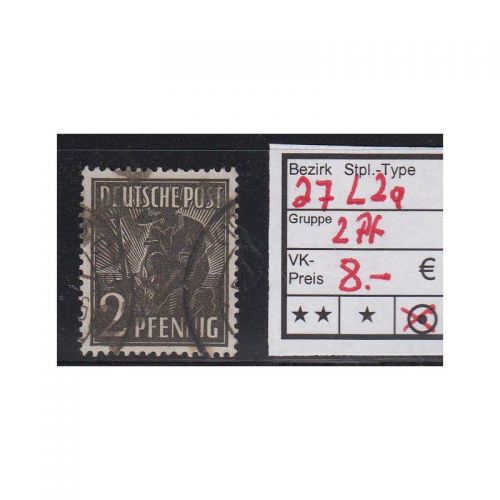 Bezirk 27 nr. 002a Leipzig gest. 2 Pf.   geprüft