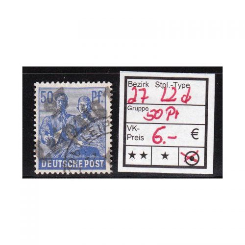 Bezirk 27 nr. 002d Leipzig gest. 50 Pf.   geprüft