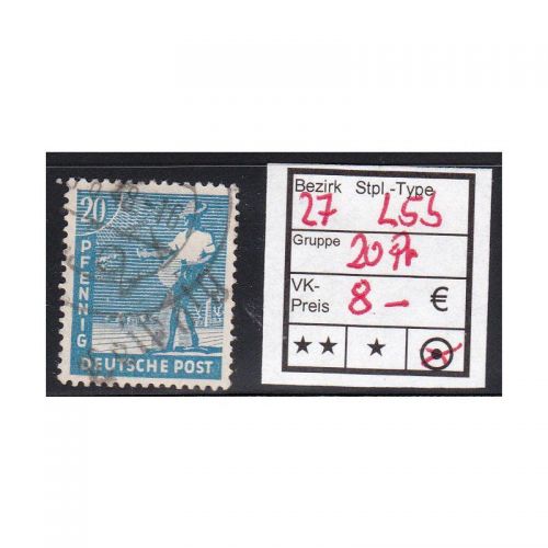 Bezirk 27 nr. 005b Leipzig gest. 20 Pf.   geprüft