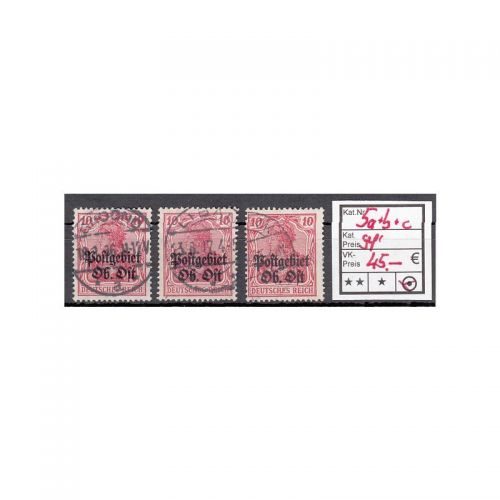 Ober. Ost 1916, Mi.-Nr. 5 a+b+c  gestempelt geprüft/Befund