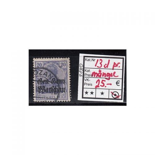 Polen 1916, Mi.-Nr.13 d gestempelt geprüft mangel