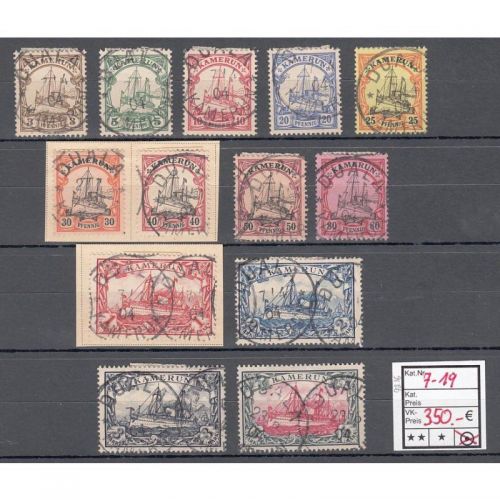 Kolonien Kamerun 1900, Mich.-Nr.: 7-19 gestempelt (bitte Lesen)