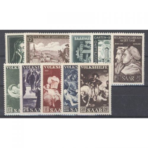 Saarland  1951 Mi. Nr. 304-313 ** Komplett