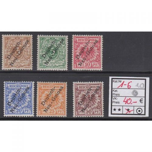 Kolonien Dt. Neuguinea 1897 , Mich.-Nr.: 1-6 * ungebraucht