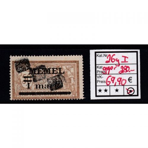 Memel 1920 Mi. Nr. 26 y I  gestempelt  geprüft   Michel  280,00