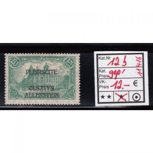 Abstimmung. Allenstein 1920, Mi.-Nr. 12 b * geprüft