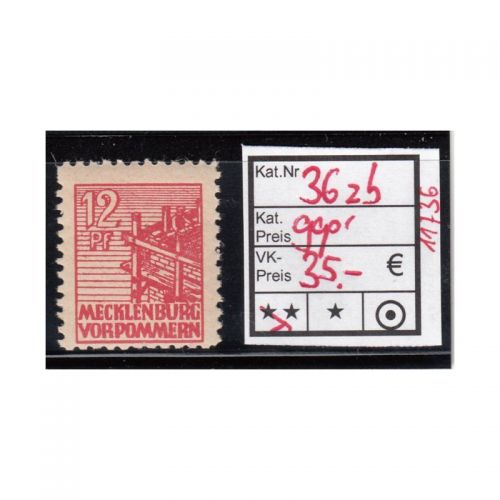 SBZ  1945 Mi.-Nr.:  36 z b ** gepr.