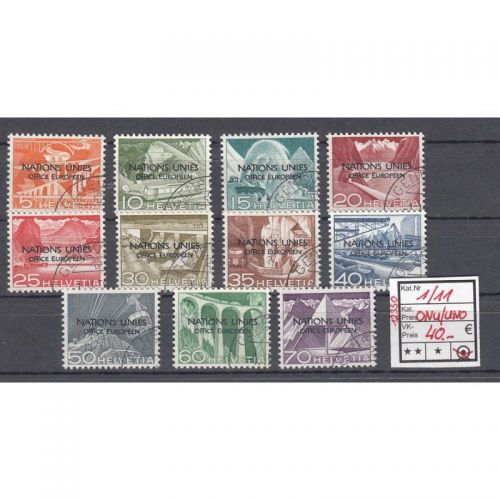 Schweiz/Ämter ONU/UNO 1950 : Mi.-Nr.: 1-11 gest.
