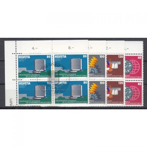 Schweiz/Ämter OMPI/WIPO 1982 : Mi.-Nr.: 1-4 gestempelt Eckr-4er-Block