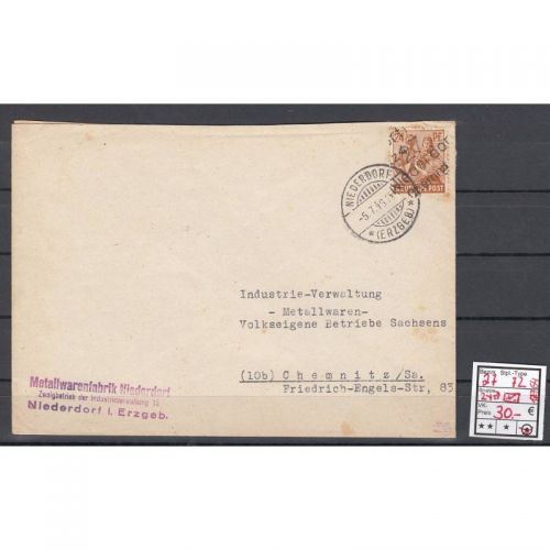 Bezirk 27  nr. 072 Niederdorf (Chemnitz 4a) gest. 24 Pf.  auf Brief
