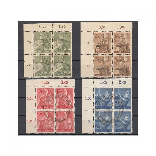 DR 1943, Mich.-Nr.: 850-53 gestempelt 4er-Block