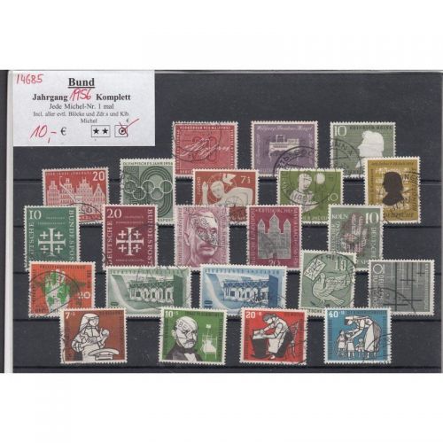Bund 1956, Mich.-Nr.: 227-248 Gestempelt Komplett