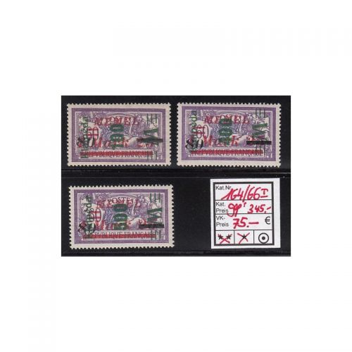 Memel 1923 Mi. Nr. 164-66 I **/* geprüft   Michel 240,00