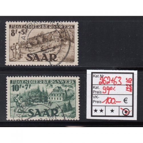 Saarland 1949 Mi. Nr. 262+63 Gestempel geprüft