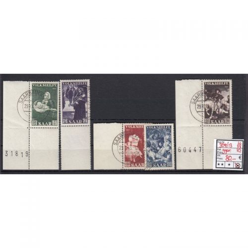 Saarland 1951 Mi. Nr. 309-13 Gestempel geprüft