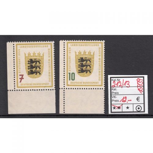 Bund 1955, Mich.-Nr.: 212+13 ** Eckrand