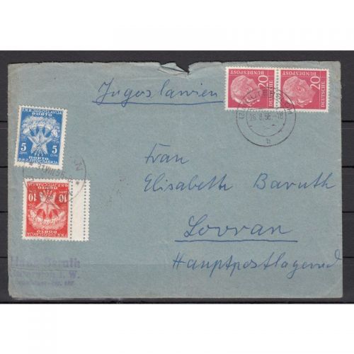 Bund 1954, Mich.-Nr.: 185  Fernbrief Jugoslawien