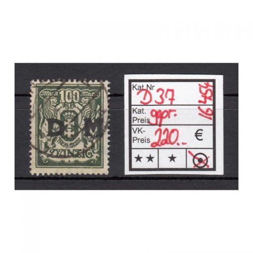 Danzig Dienst 1923 Mi.Nr. D 37  gestempelt geprüft/Attest