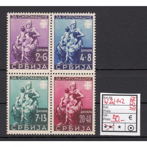 Serbien 1942, Mi.-Nr. 82-85 **  W Zd 1+2