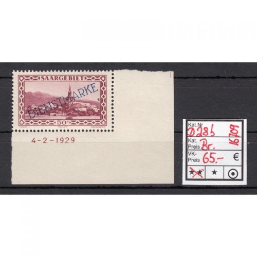 Saargebiet 1929 Mi. Nr. 28 b Br ** (Dienstmarken)